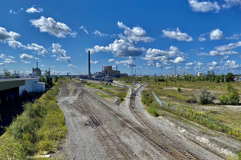 Chemical industry district with processing units and pipelines
