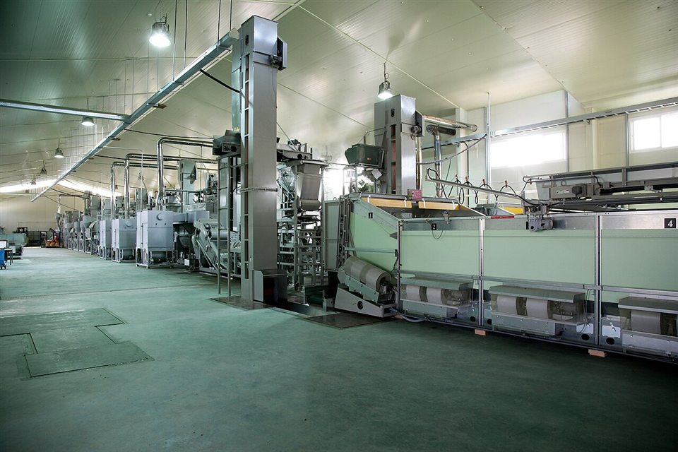 Automated processing line inside a food factory